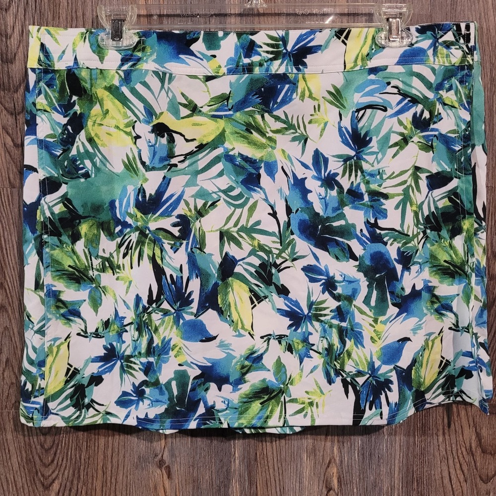 Rip Skirt Hawaii XXL Length #2 Green Multi Abstract Floral Beach Surf Resort